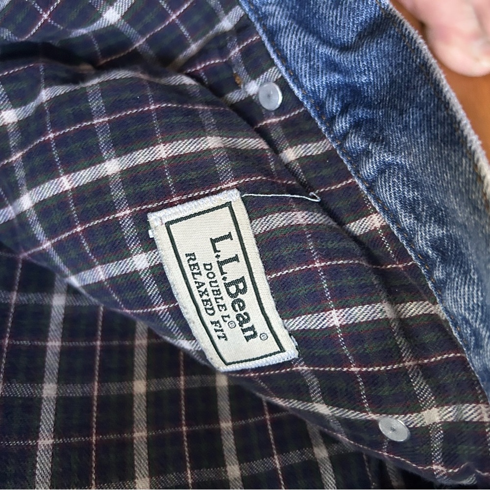 L.L. Bean Plaid Shirt with Denim Collar